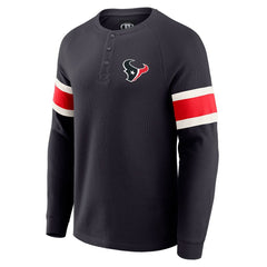 Houston Texans Darius Rucker Collection Waffle-Knit Raglan Long Sleeve Henley T-Shirt - Navy T-shirts