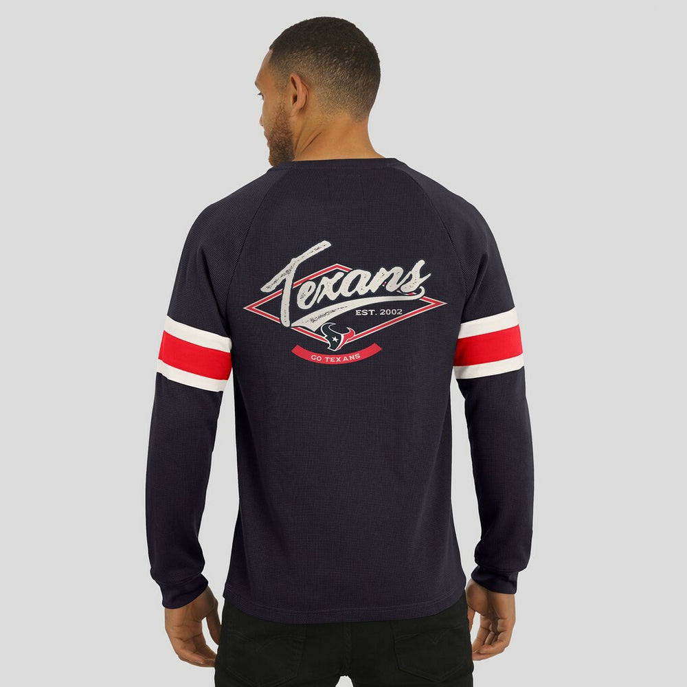 Houston Texans Darius Rucker Collection Waffle-Knit Raglan Long Sleeve Henley T-Shirt - Navy T-shirts