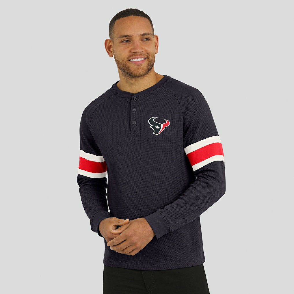 Houston Texans Darius Rucker Collection Waffle-Knit Raglan Long Sleeve Henley T-Shirt - Navy T-shirts
