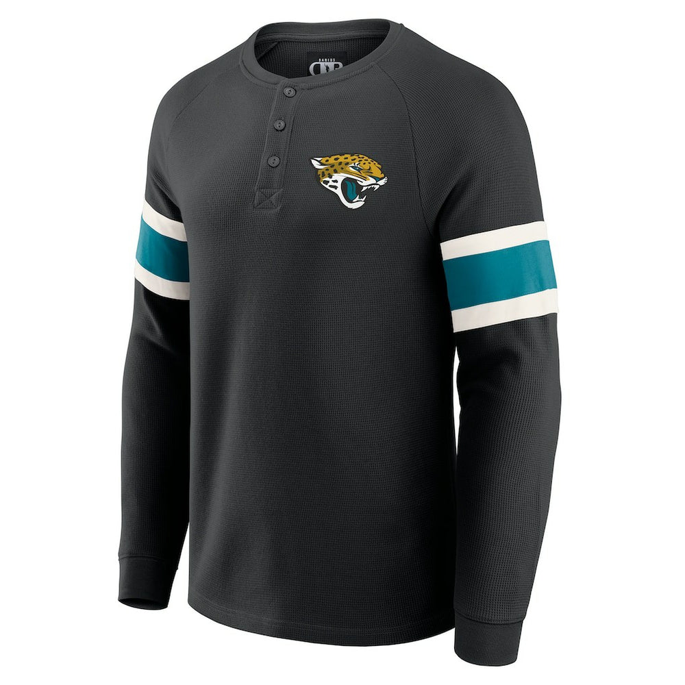 Jacksonville Jaguars Darius Rucker Collection Waffle-Knit Raglan Long Sleeve Henley T-Shirt - Black T-shirts