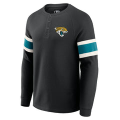 Jacksonville Jaguars Darius Rucker Collection Waffle-Knit Raglan Long Sleeve Henley T-Shirt - Black T-shirts