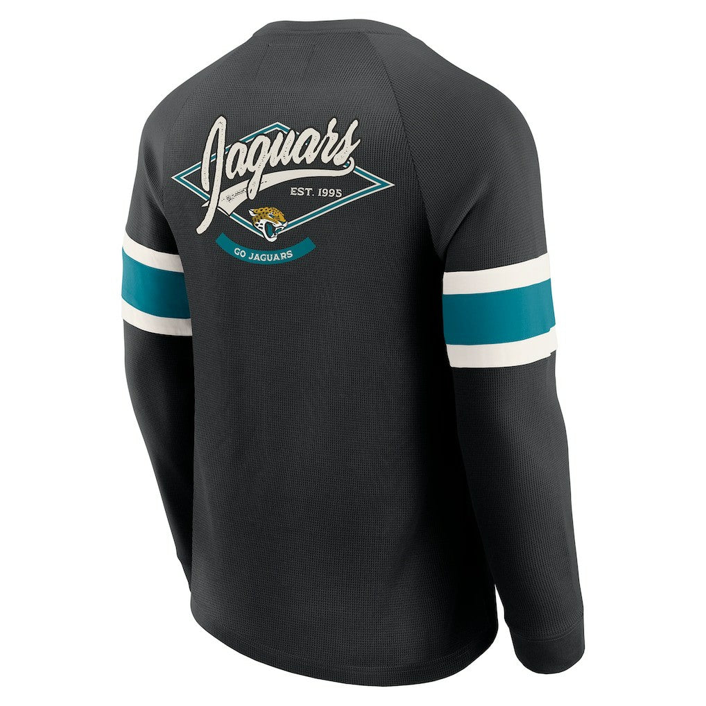 Jacksonville Jaguars Darius Rucker Collection Waffle-Knit Raglan Long Sleeve Henley T-Shirt - Black T-shirts