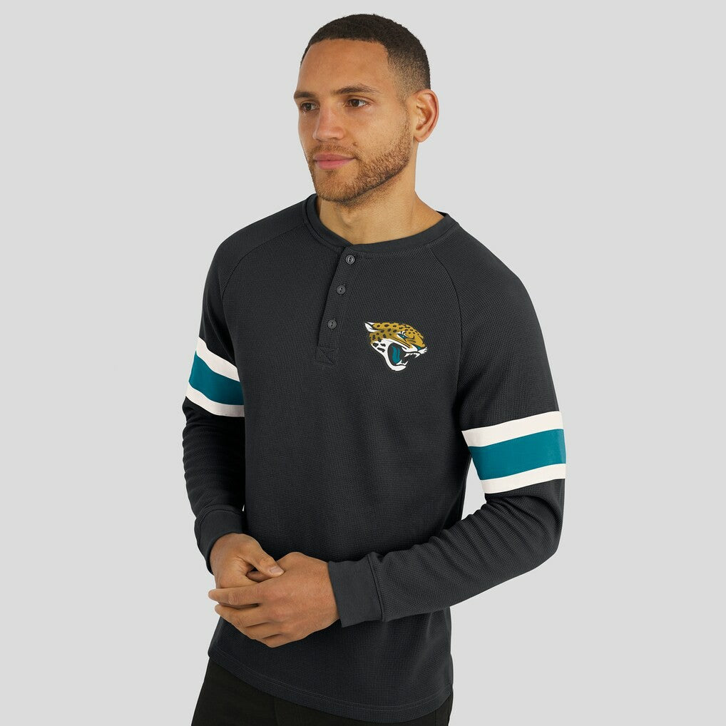 Jacksonville Jaguars Darius Rucker Collection Waffle-Knit Raglan Long Sleeve Henley T-Shirt - Black T-shirts