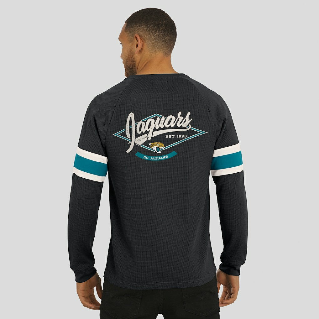 Jacksonville Jaguars Darius Rucker Collection Waffle-Knit Raglan Long Sleeve Henley T-Shirt - Black T-shirts