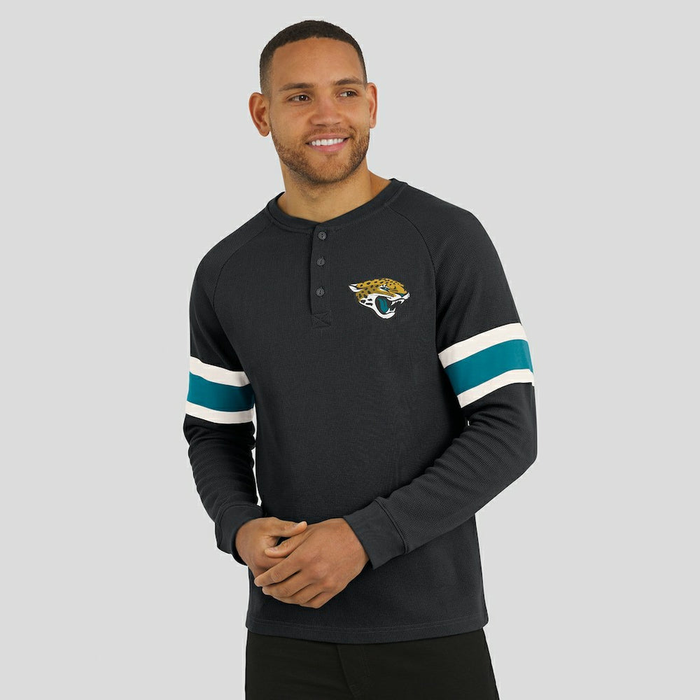Jacksonville Jaguars Darius Rucker Collection Waffle-Knit Raglan Long Sleeve Henley T-Shirt - Black T-shirts