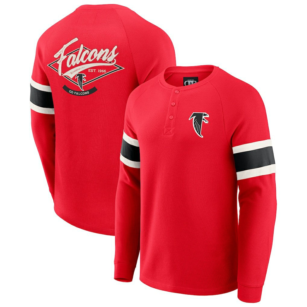 Atlanta Falcons Darius Rucker Collection Waffle-Knit Raglan Long Sleeve Henley T-Shirt - Red T-shirts