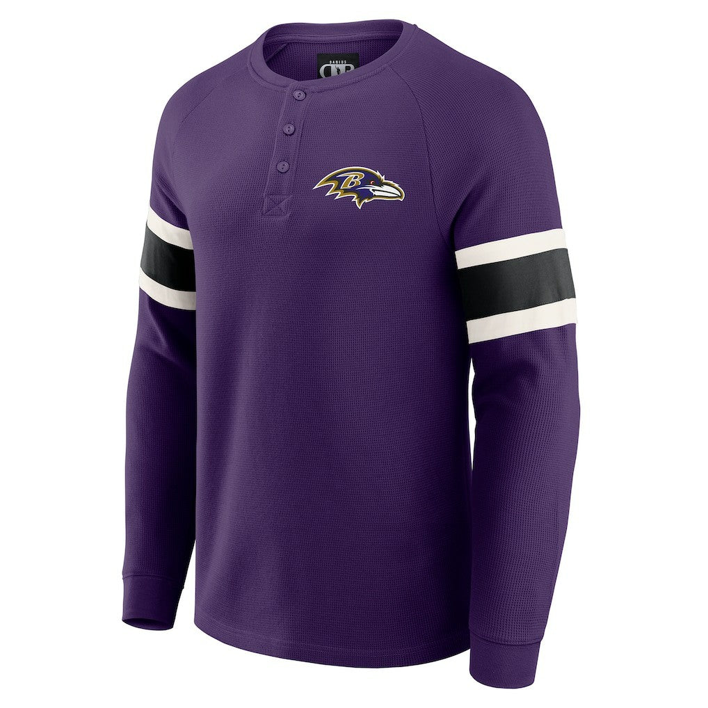 Baltimore Ravens Darius Rucker Collection Waffle-Knit Raglan Long Sleeve Henley T-Shirt - Purple T-shirts