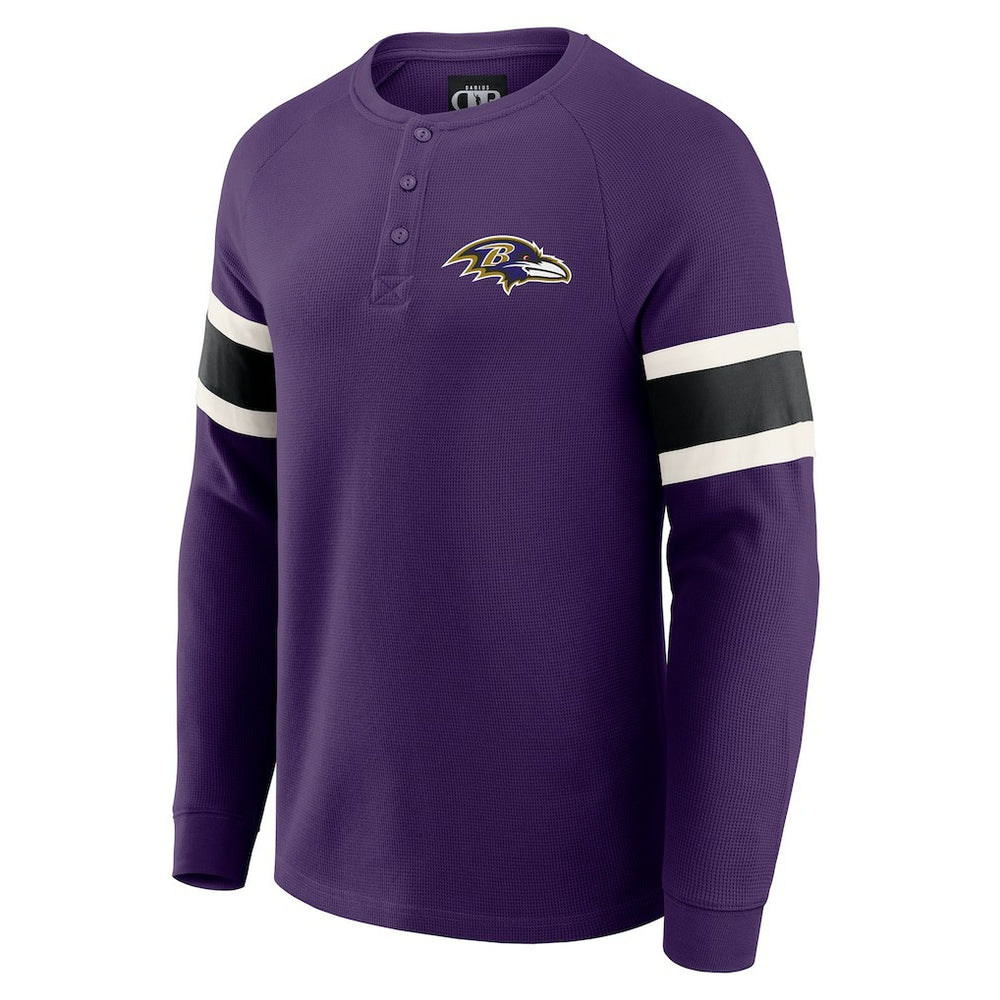 Baltimore Ravens Darius Rucker Collection Waffle-Knit Raglan Long Sleeve Henley T-Shirt - Purple T-shirts