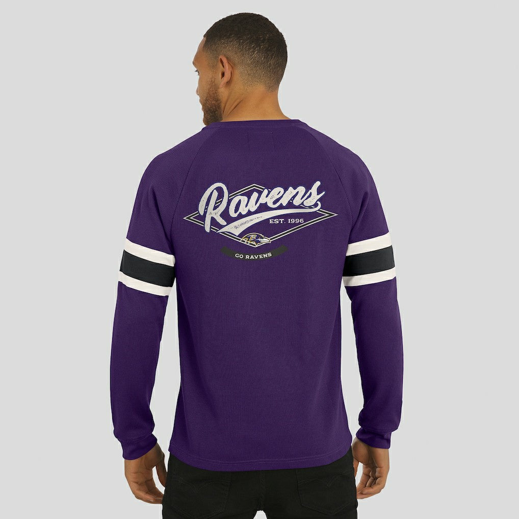 Baltimore Ravens Darius Rucker Collection Waffle-Knit Raglan Long Sleeve Henley T-Shirt - Purple T-shirts
