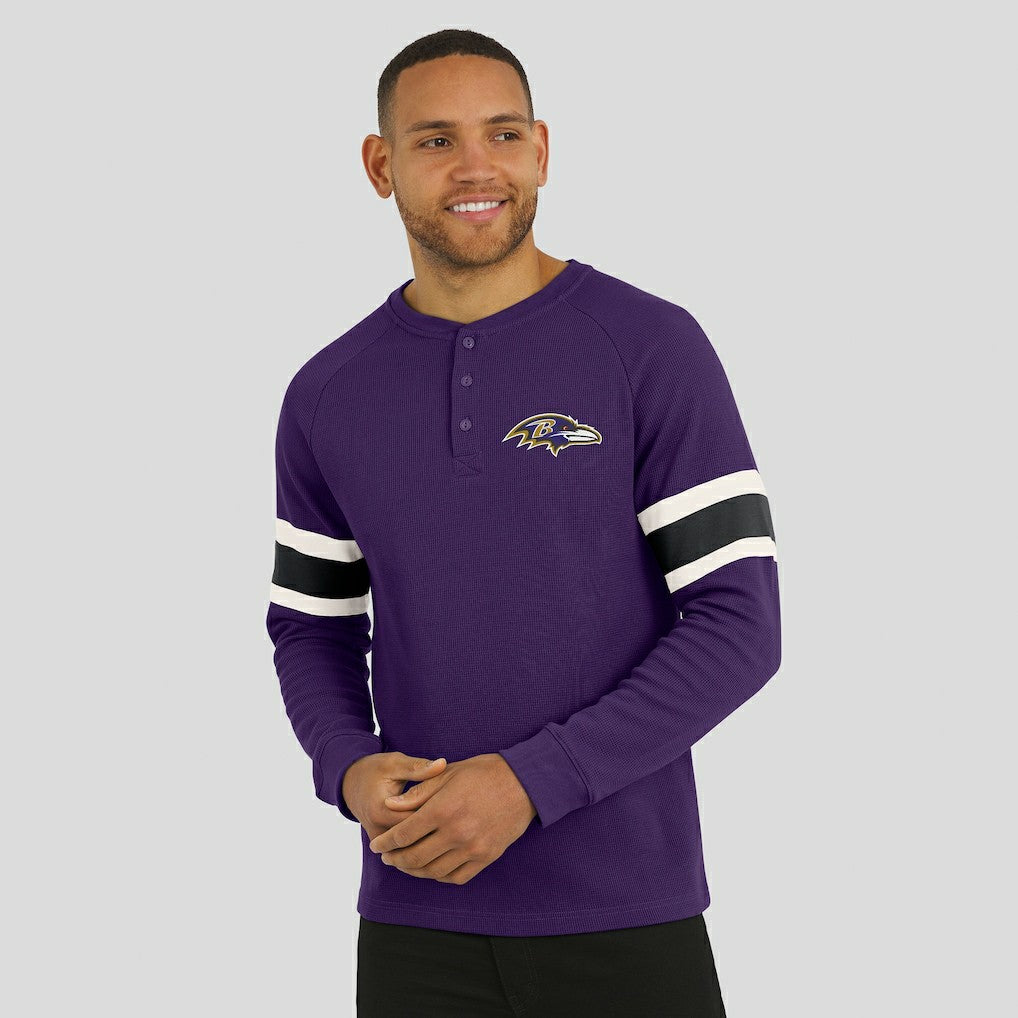 Baltimore Ravens Darius Rucker Collection Waffle-Knit Raglan Long Sleeve Henley T-Shirt - Purple T-shirts