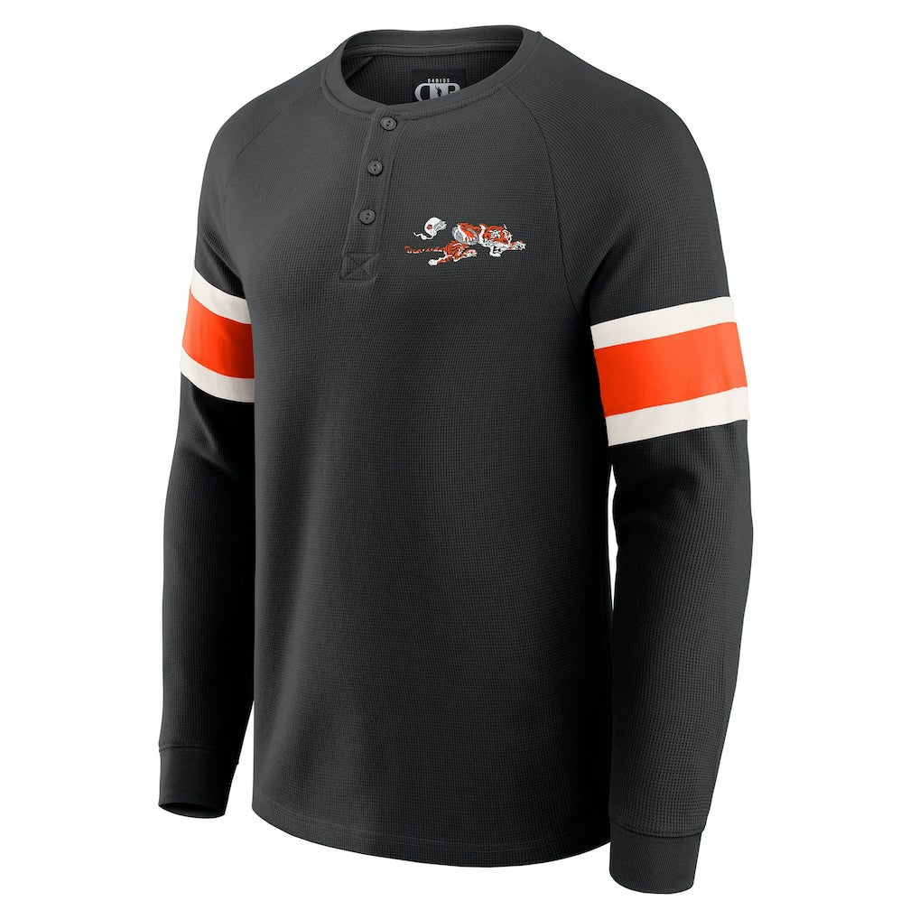 Cincinnati Bengals Darius Rucker Collection Waffle-Knit Raglan Long Sleeve Henley T-Shirt - Black T-shirts