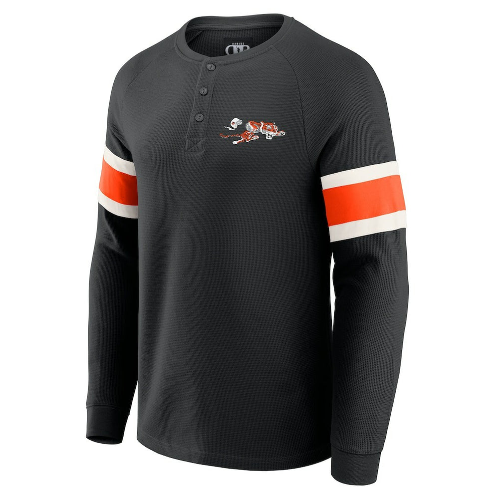 Cincinnati Bengals Darius Rucker Collection Waffle-Knit Raglan Long Sleeve Henley T-Shirt - Black T-shirts