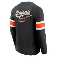 Cincinnati Bengals Darius Rucker Collection Waffle-Knit Raglan Long Sleeve Henley T-Shirt - Black T-shirts