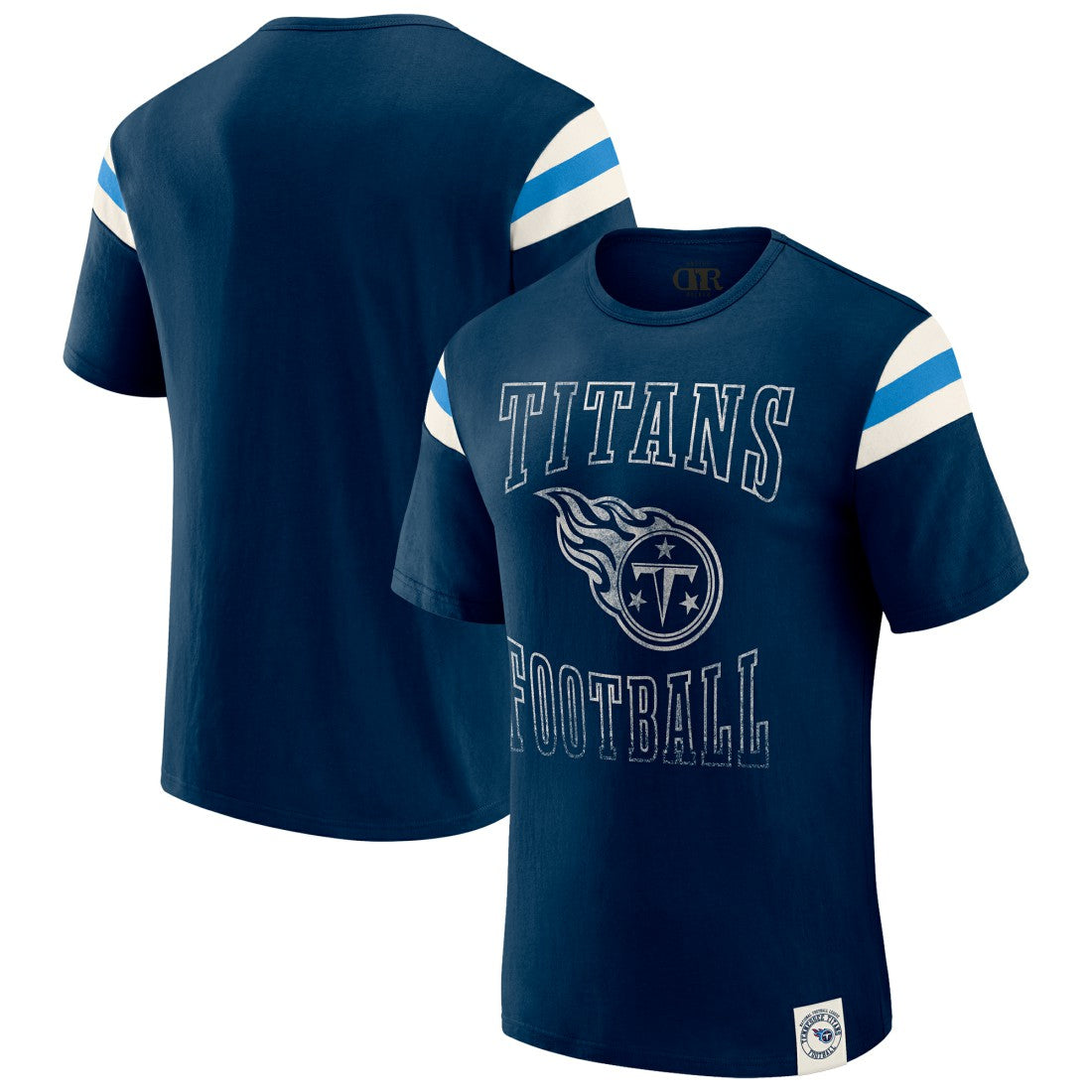 Tennessee Titans Darius Rucker Collection Football Stripe Sleeve T-Shirt - Navy T-shirts
