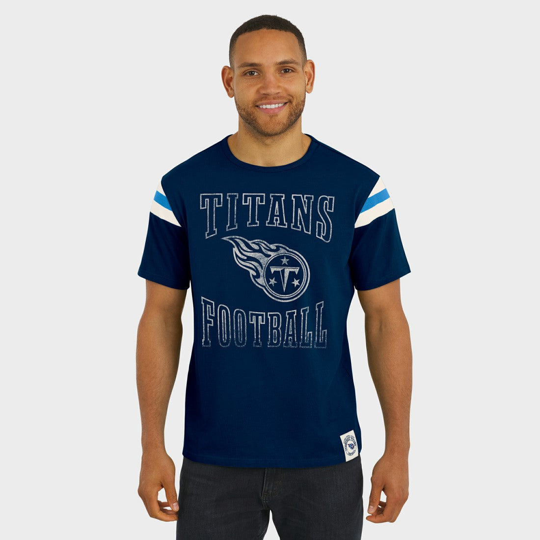 Tennessee Titans Darius Rucker Collection Football Stripe Sleeve T-Shirt - Navy T-shirts