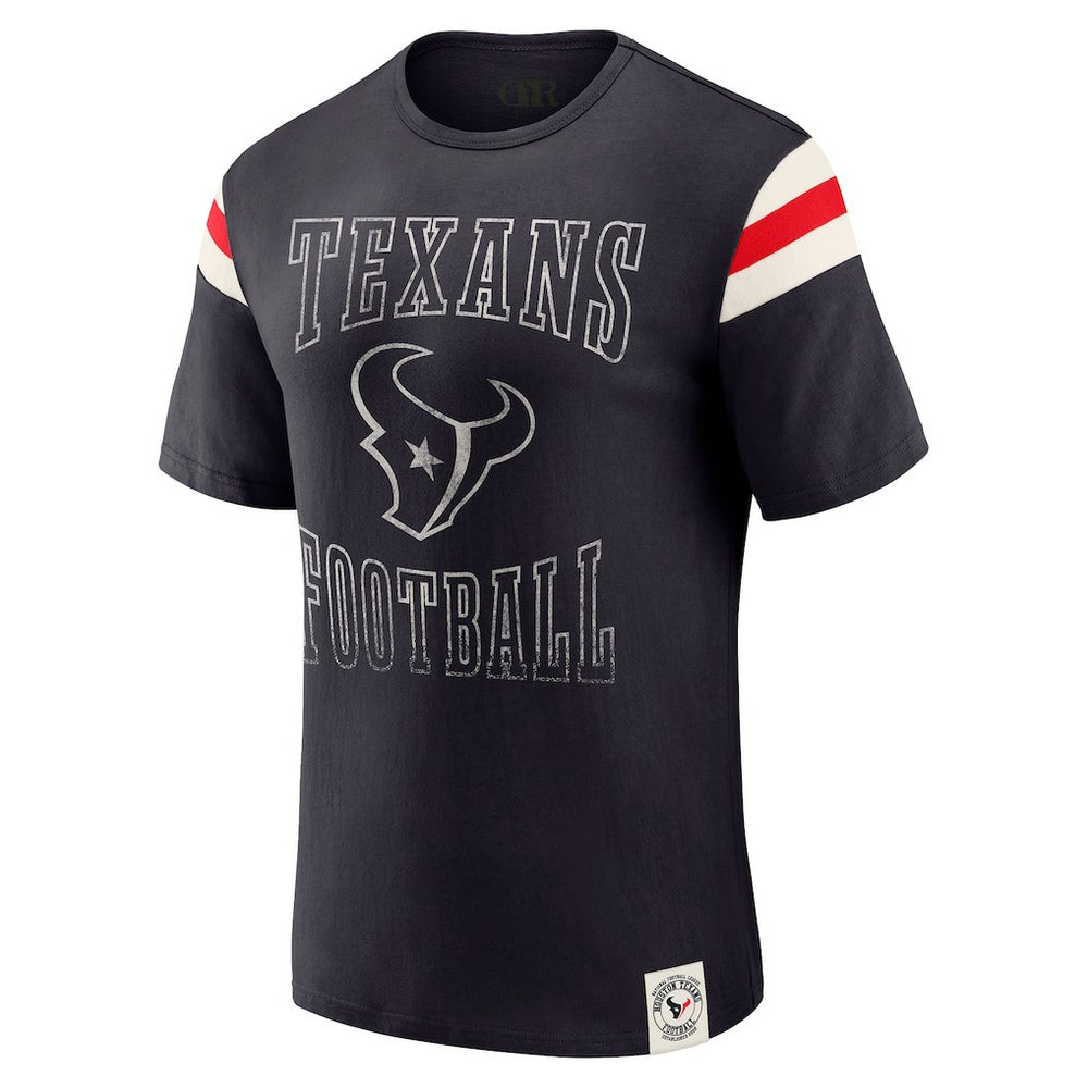 Houston Texans Darius Rucker Collection Football Stripe Sleeve T-Shirt - Navy T-shirts