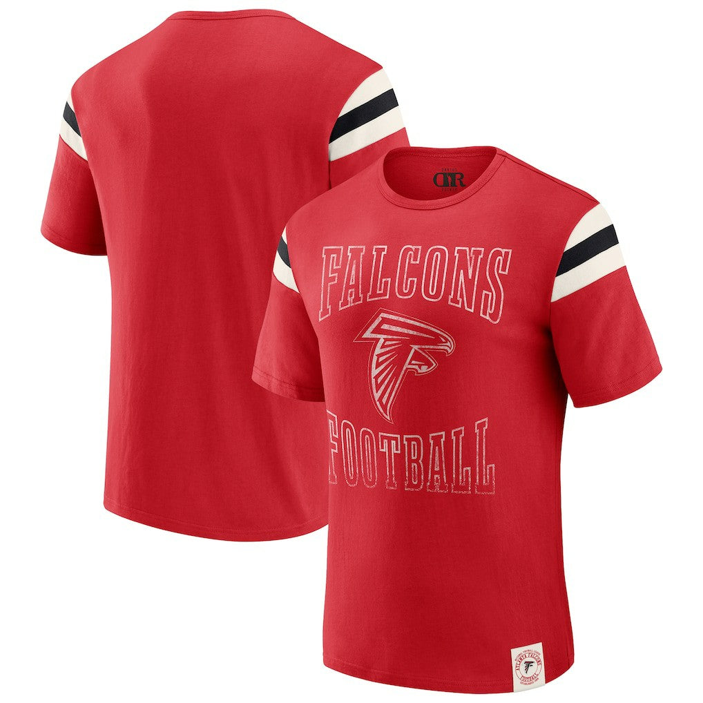 Atlanta Falcons Darius Rucker Collection Football Stripe Sleeve T-Shirt - Red T-shirts