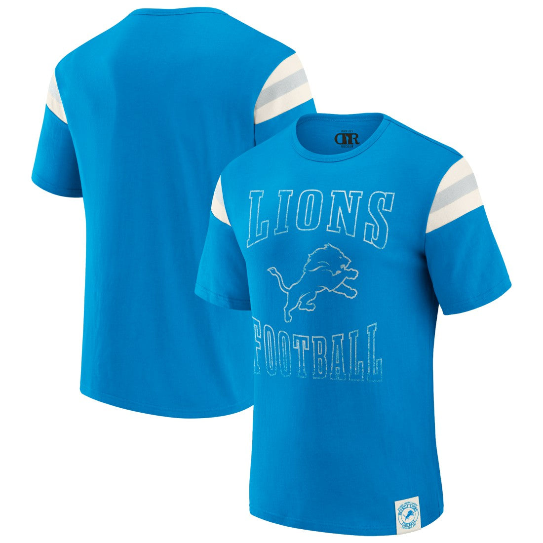Detroit Lions Darius Rucker Collection Football Stripe Sleeve T-Shirt - Blue T-shirts