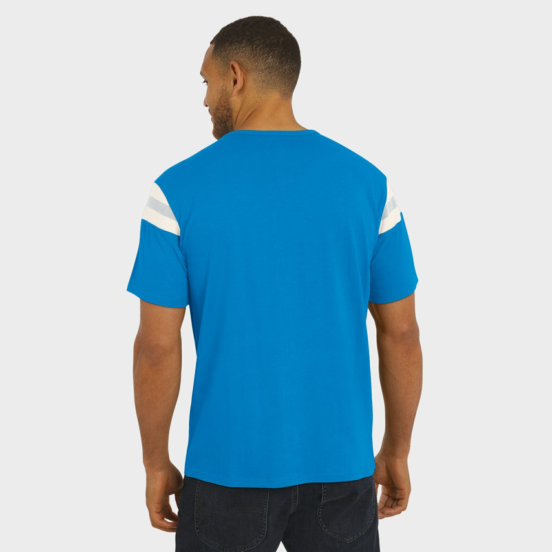 Detroit Lions Darius Rucker Collection Football Stripe Sleeve T-Shirt - Blue T-shirts
