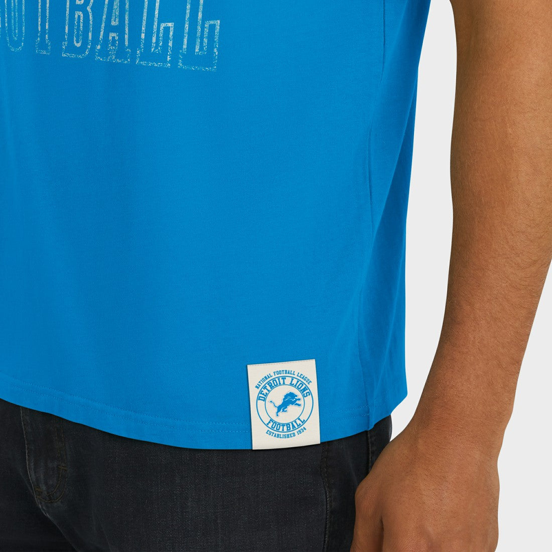 Detroit Lions Darius Rucker Collection Football Stripe Sleeve T-Shirt - Blue T-shirts