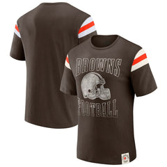 Cleveland Browns Darius Rucker Collection Football Stripe Sleeve T-Shirt - Brown T-shirts