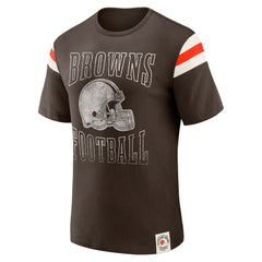 Cleveland Browns Darius Rucker Collection Football Stripe Sleeve T-Shirt - Brown T-shirts