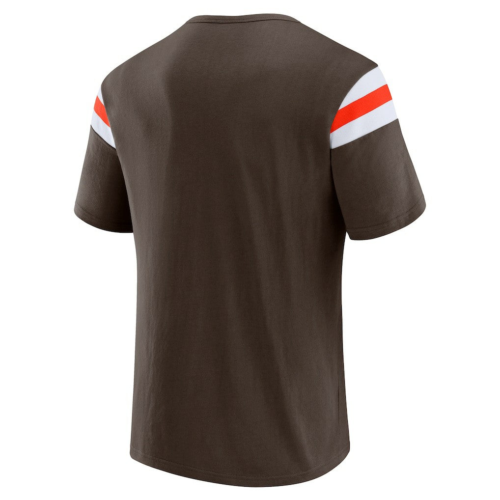 Cleveland Browns Darius Rucker Collection Football Stripe Sleeve T-Shirt - Brown T-shirts