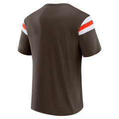 Cleveland Browns Darius Rucker Collection Football Stripe Sleeve T-Shirt - Brown T-shirts