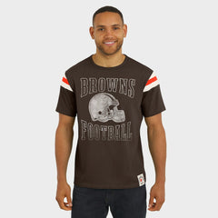 Cleveland Browns Darius Rucker Collection Football Stripe Sleeve T-Shirt - Brown T-shirts