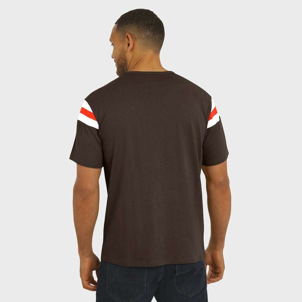 Cleveland Browns Darius Rucker Collection Football Stripe Sleeve T-Shirt - Brown T-shirts