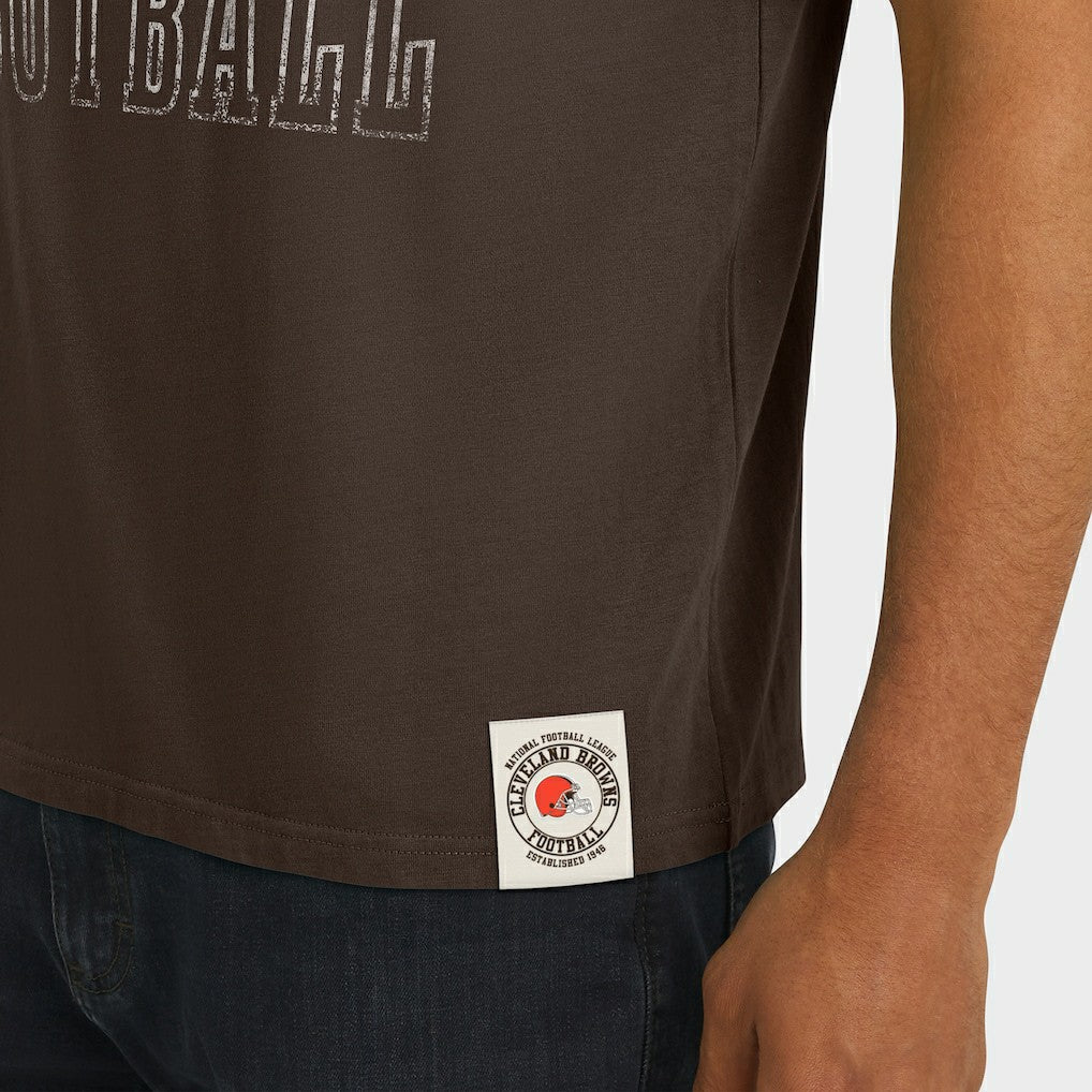 Cleveland Browns Darius Rucker Collection Football Stripe Sleeve T-Shirt - Brown T-shirts