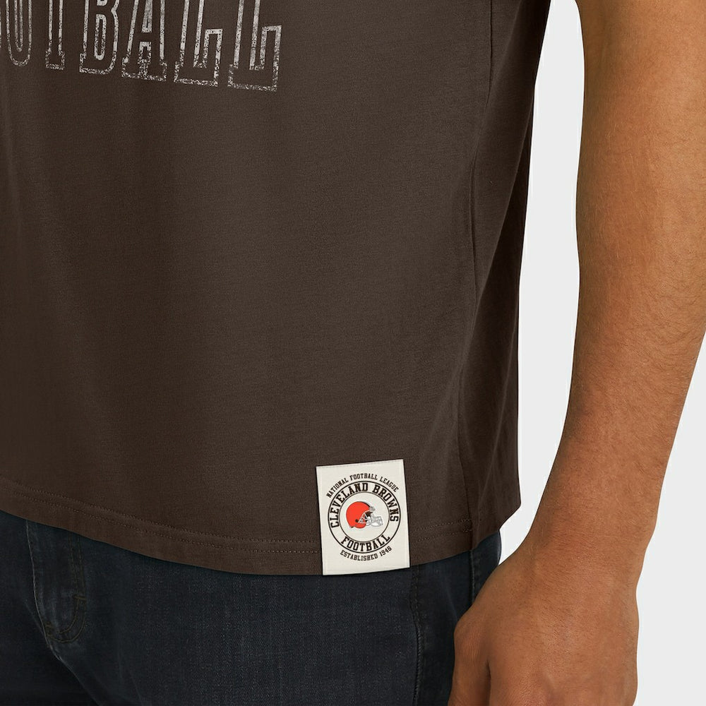 Cleveland Browns Darius Rucker Collection Football Stripe Sleeve T-Shirt - Brown T-shirts