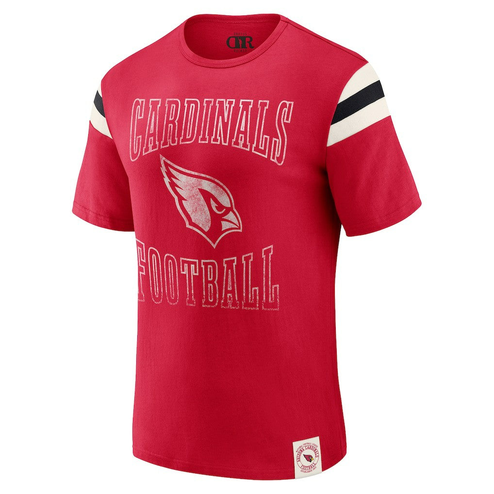 Arizona Cardinals Darius Rucker Collection Football Stripe Sleeve T-Shirt - Cardinal T-shirts