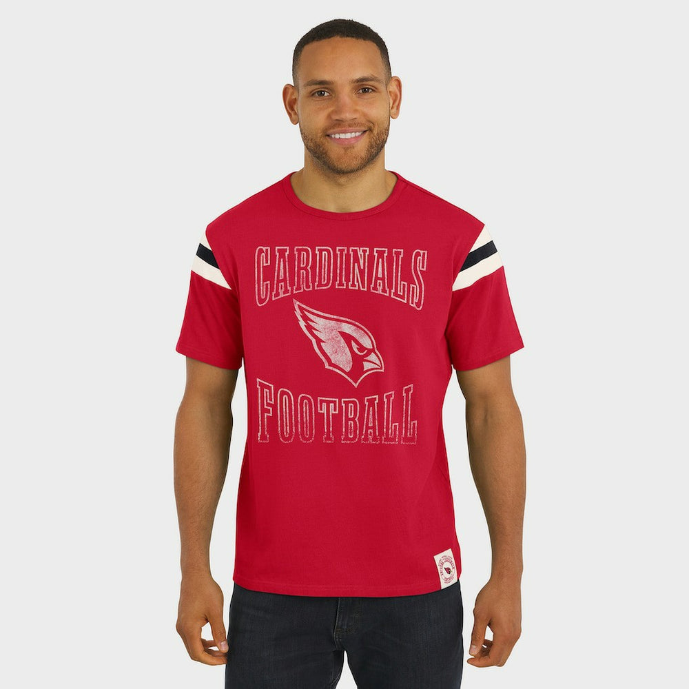 Arizona Cardinals Darius Rucker Collection Football Stripe Sleeve T-Shirt - Cardinal T-shirts