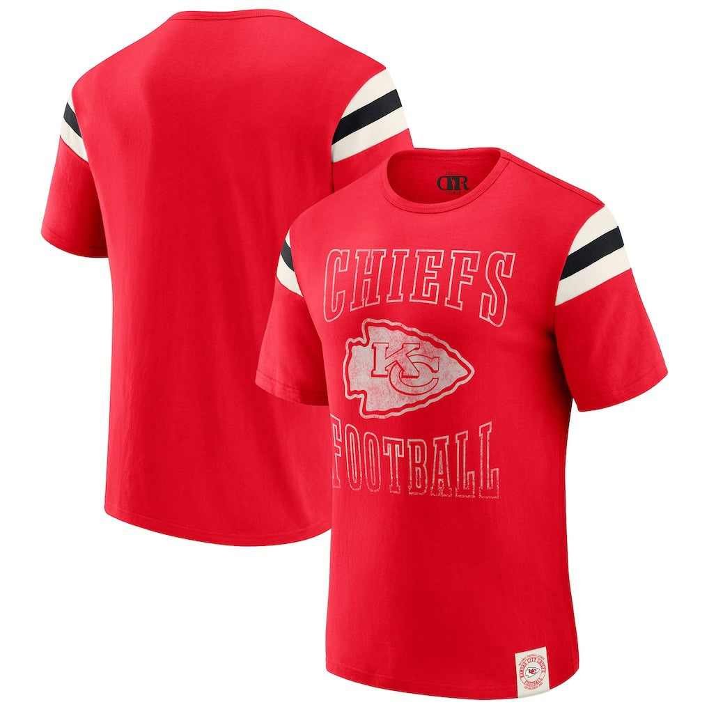 Kansas City Chiefs Darius Rucker Collection Football Stripe Sleeve T-Shirt - Red T-shirts