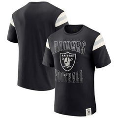 Las Vegas Raiders Darius Rucker Collection Football Stripe Sleeve T-Shirt - Black T-shirts