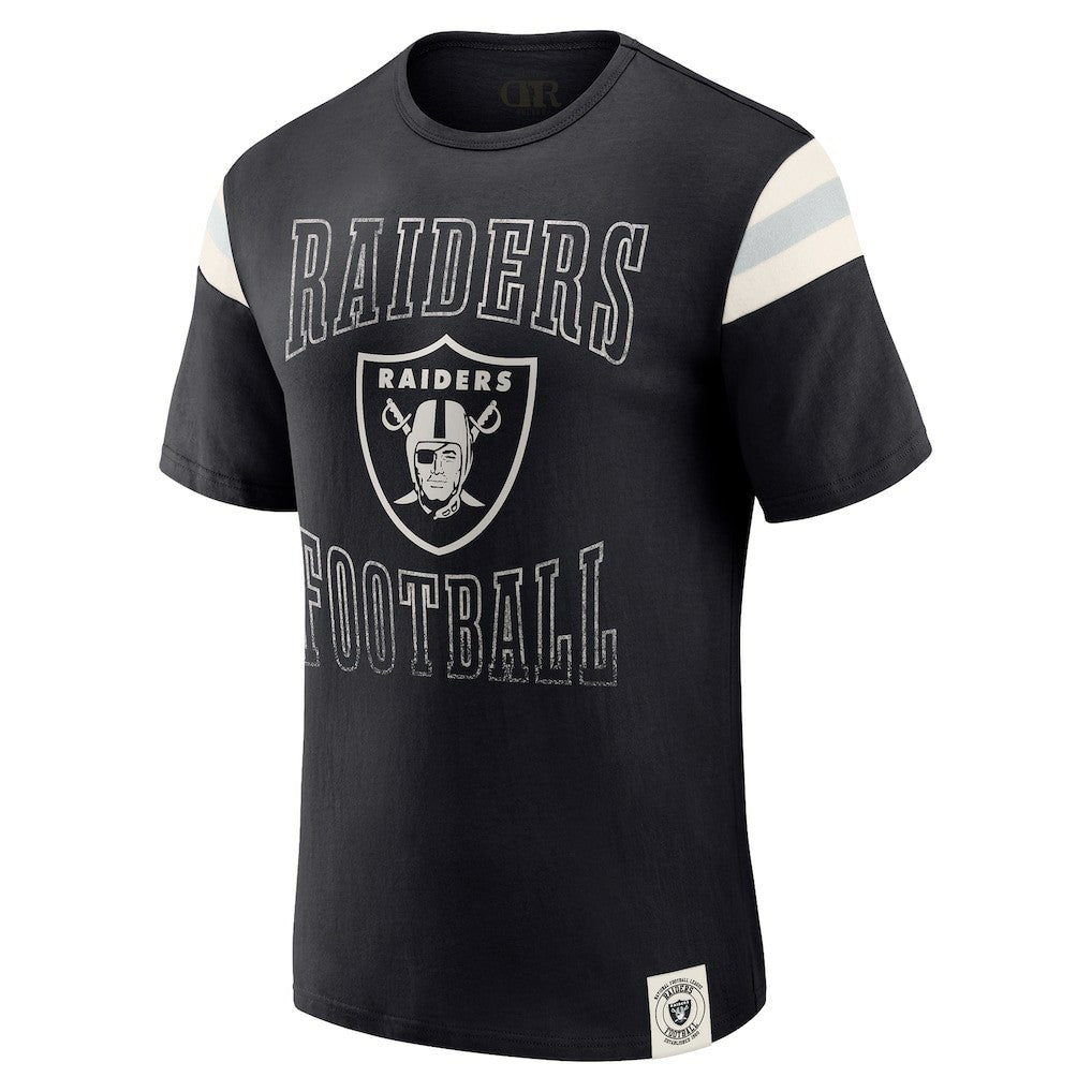 Las Vegas Raiders Darius Rucker Collection Football Stripe Sleeve T-Shirt - Black T-shirts