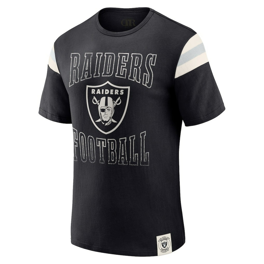 Las Vegas Raiders Darius Rucker Collection Football Stripe Sleeve T-Shirt - Black T-shirts
