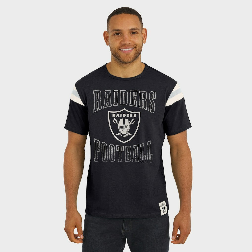 Las Vegas Raiders Darius Rucker Collection Football Stripe Sleeve T-Shirt - Black T-shirts