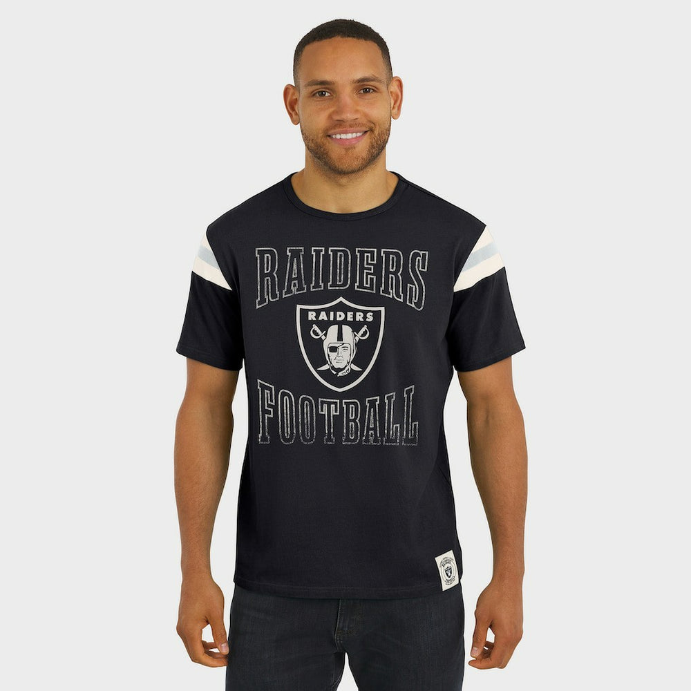 Las Vegas Raiders Darius Rucker Collection Football Stripe Sleeve T-Shirt - Black T-shirts