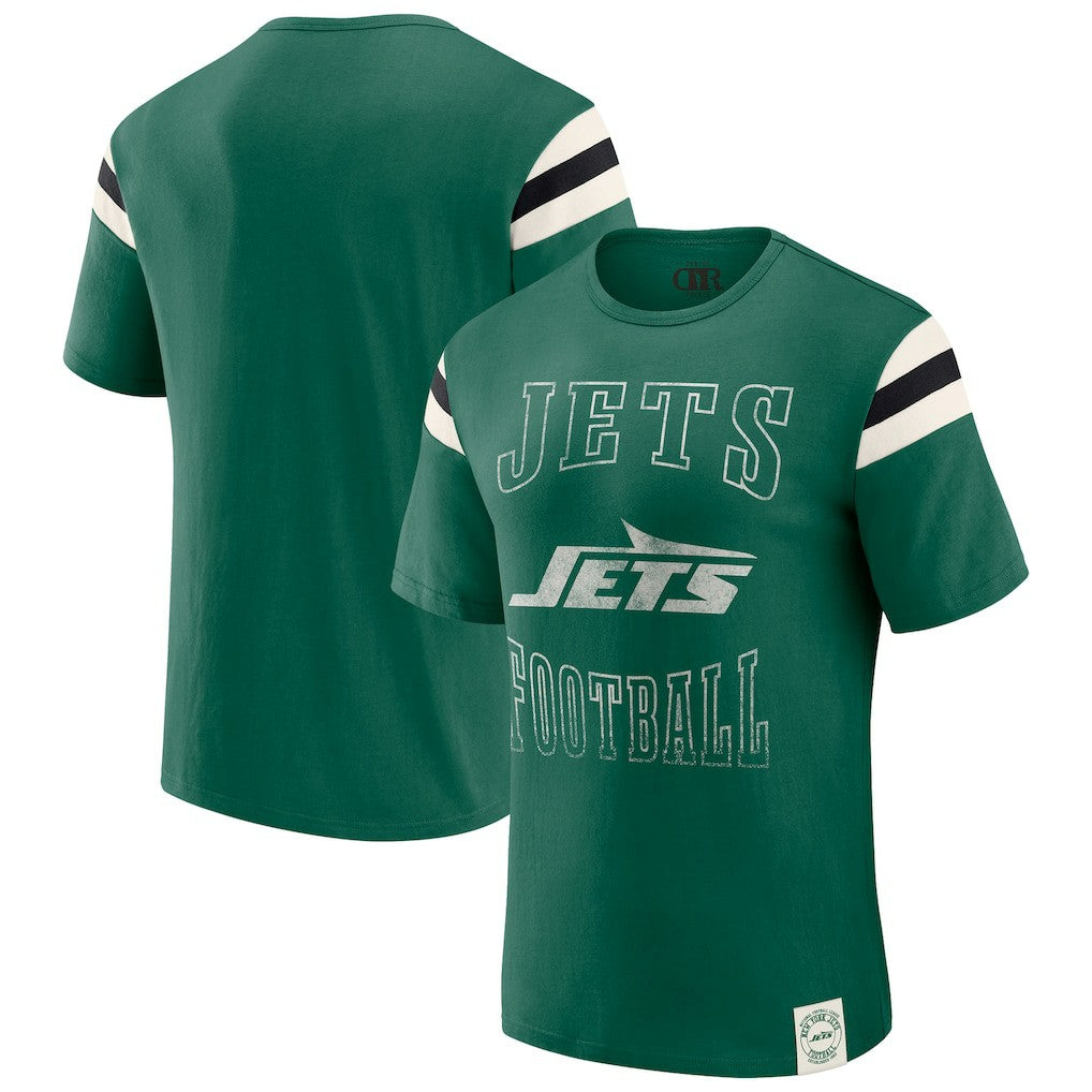 New York Jets Darius Rucker Collection Football Stripe Sleeve T-Shirt - Green T-shirts