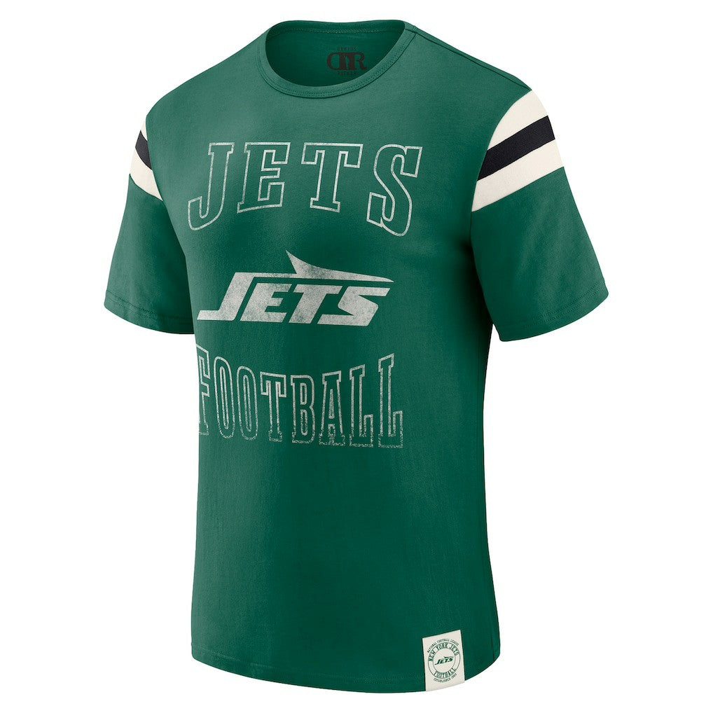 New York Jets Darius Rucker Collection Football Stripe Sleeve T-Shirt - Green T-shirts