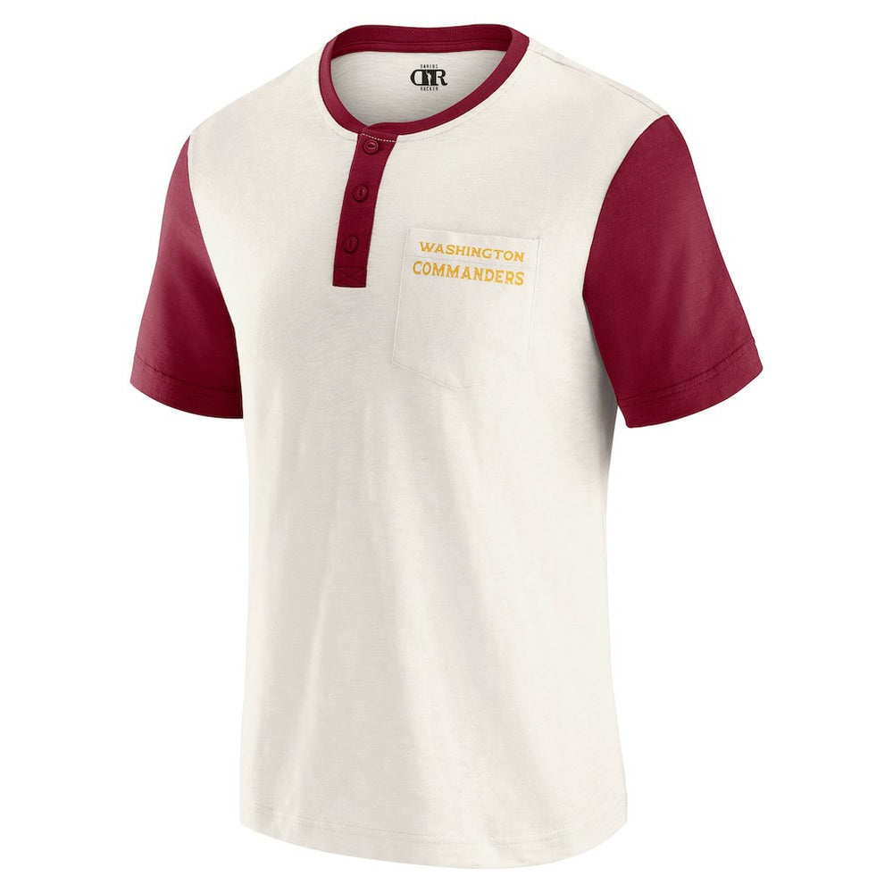 Washington Commanders Darius Rucker Collection Henley Colorblock Slub Pocket T-Shirt - Cream T-shirts