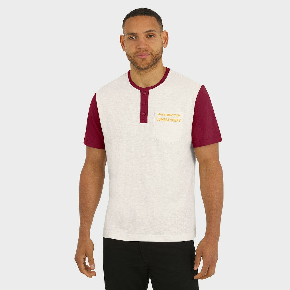Washington Commanders Darius Rucker Collection Henley Colorblock Slub Pocket T-Shirt - Cream T-shirts