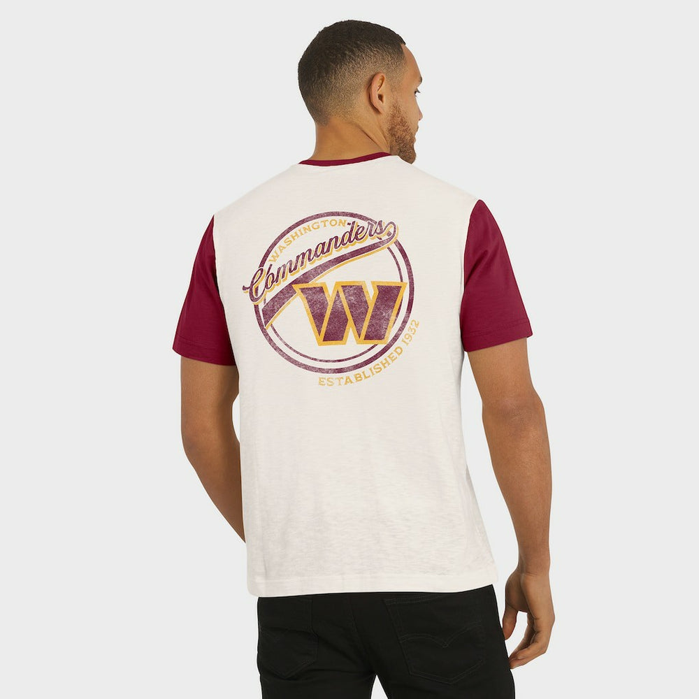 Washington Commanders Darius Rucker Collection Henley Colorblock Slub Pocket T-Shirt - Cream T-shirts