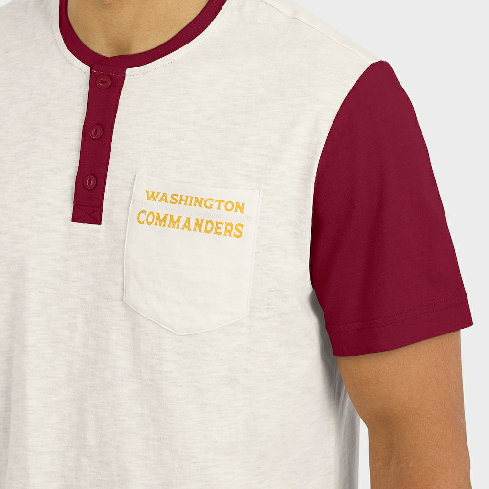 Washington Commanders Darius Rucker Collection Henley Colorblock Slub Pocket T-Shirt - Cream T-shirts