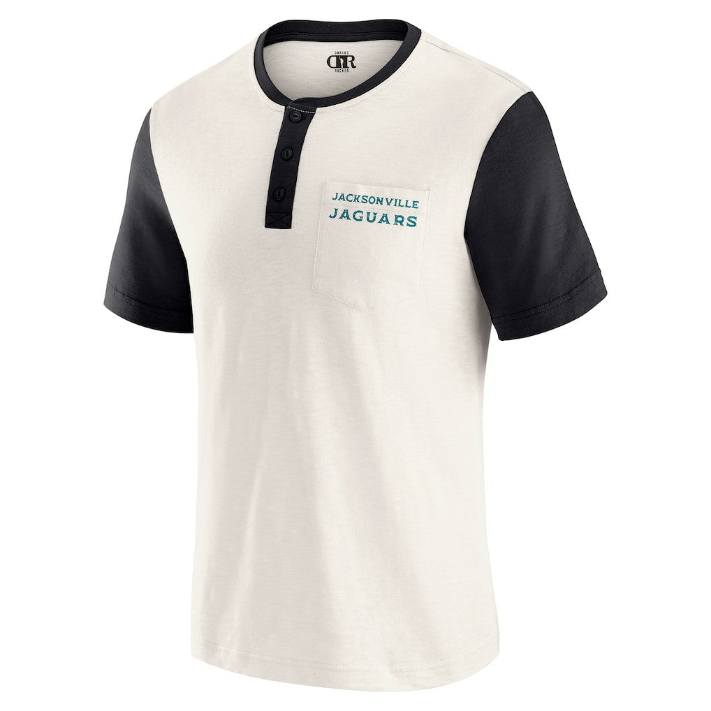 Jacksonville Jaguars Darius Rucker Collection Henley Colorblock Slub Pocket T-Shirt - Cream T-shirts