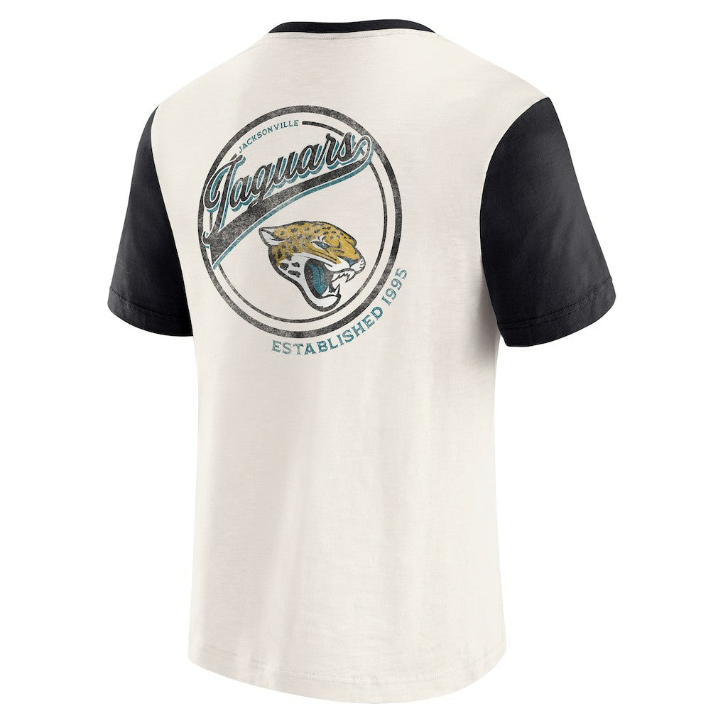 Jacksonville Jaguars Darius Rucker Collection Henley Colorblock Slub Pocket T-Shirt - Cream T-shirts