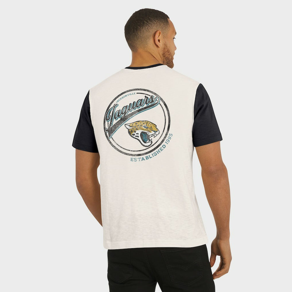 Jacksonville Jaguars Darius Rucker Collection Henley Colorblock Slub Pocket T-Shirt - Cream T-shirts