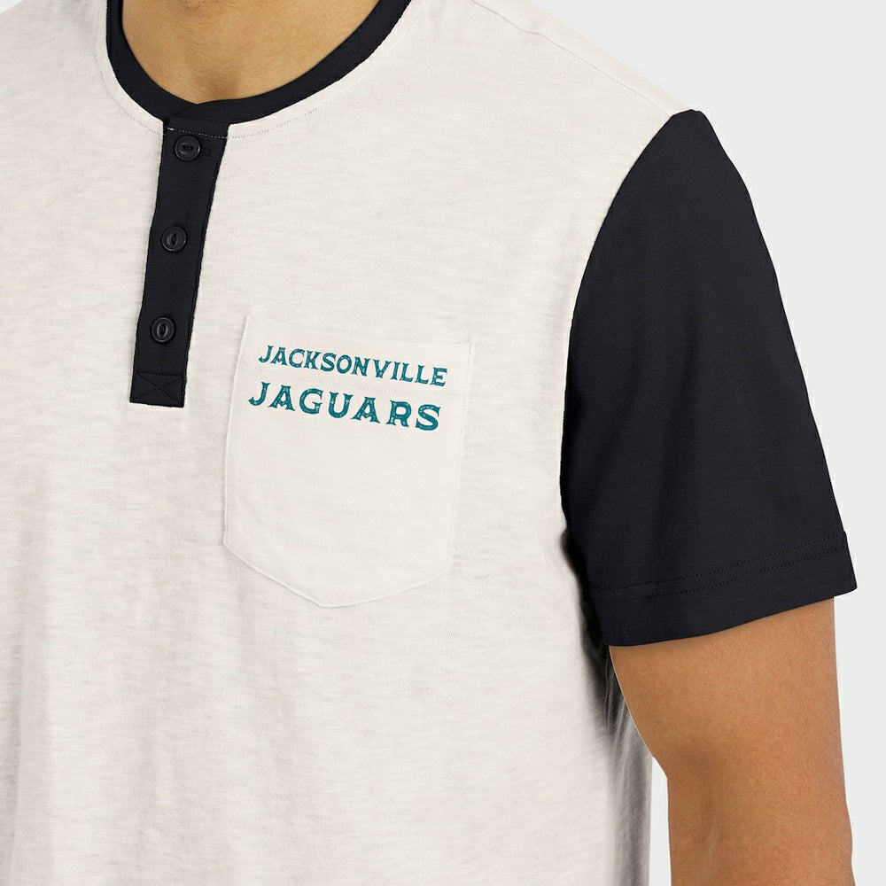 Jacksonville Jaguars Darius Rucker Collection Henley Colorblock Slub Pocket T-Shirt - Cream T-shirts